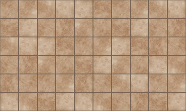 Seamless pattern. Warm light brown tile wall and floor texture. Small square tiles. Tileable background. 