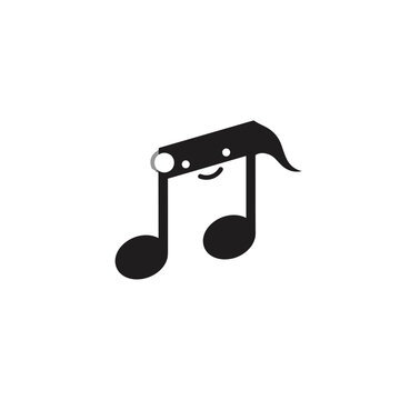 Smiling eighth note music symbol face.