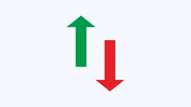 Green and red arrows illustrating up and down trends. Ideal for financial concepts, market analysis presentations, investment reports, and business infographics.