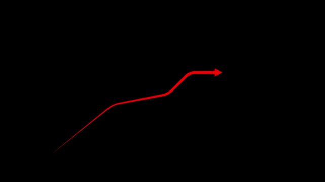 Red Arrow Pointing Upwards on Black Background direction. arrow graph line pointing upwards on with 4k video animation .