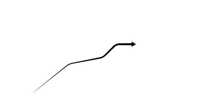Black Arrow Pointing Upwards on Black Background direction. arrow graph line pointing upwards on with 4k video animation .