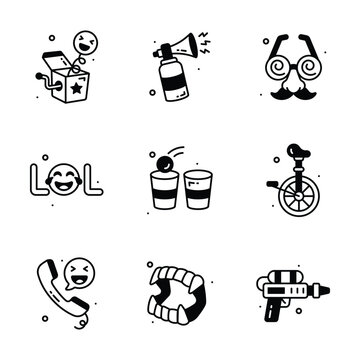 Grab this amazing set of glyph design icons for April Fools' Day pranks and fun.