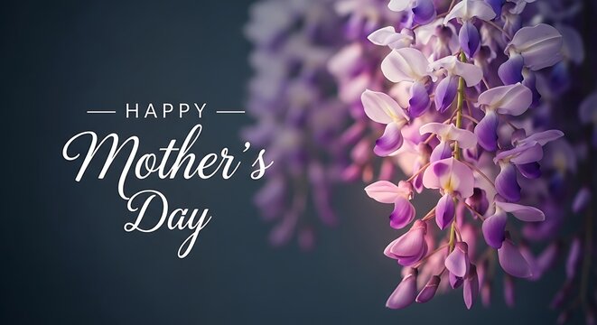 Happy mother's day wishes with beautiful purple flowers