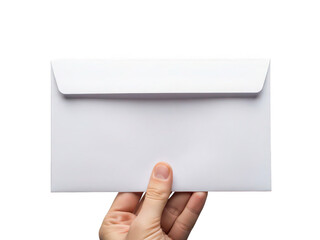 Fototapeta premium Hand holding white envelope isolated on transparent background