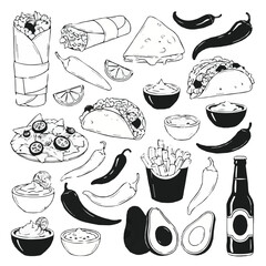 Variety of sushi and japanese food items illustrated © Maruf