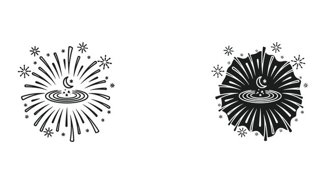 Celestial Fireworks Water Ripples Cosmic Celebration