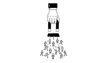 Fototapeta premium Leadership magnet attracting people vector illustration recruitment concept