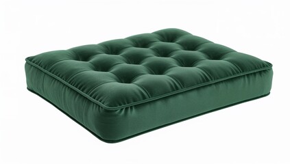 Fototapeta premium Forest green velvet kitchen bench cushion with deep tufting and luxurious plush texture for modern seating dcor