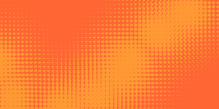 Pop art orange background with halftone patterns in comic book style