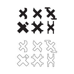 Obraz premium Abstract 'X' Symbols Collection: Geometric & Stylized Variations for Design Projects Isolated on white background