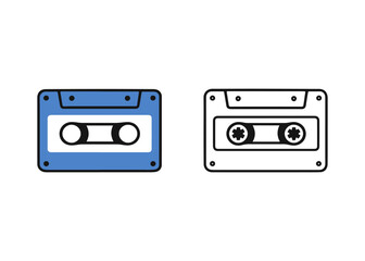 Naklejka premium cassette flat icon set Vector flat icon set isolated on a white background