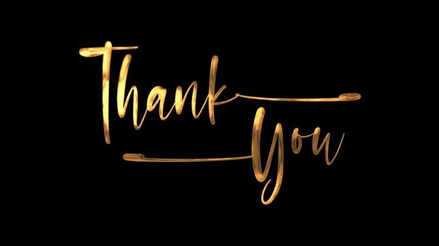 Thank you text animation in gold. Perfect for thank you cards, digital greetings, social media posts, or presentations.