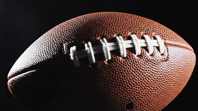 American Football on Black Background.