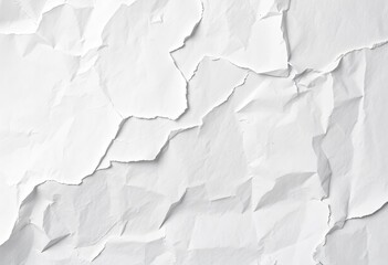 Fototapeta premium Close-up of crumpled, aged white paper texture, template, crumpled