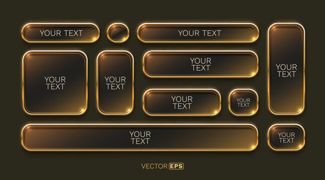 Golden frames and glowing dark buttons. A luxury UI kit for web design.