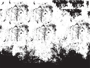 Obraz premium A black and white grunge distress texture background with grainy ink halftone pattern and weathered messy splatters for creative vintage overlay designs