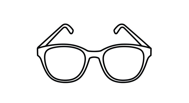 Simple Line Drawing of Eyeglasses on White Background
