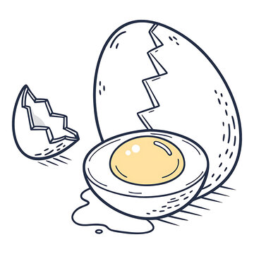 Cracked Egg PNG Icon with Yolk Isolated Transparent Background