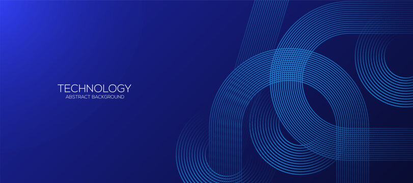 Abstract glowing lines on dark blue background. relaxing and tranquil art. Geometric stripe line art design. Modern shiny blue lines.