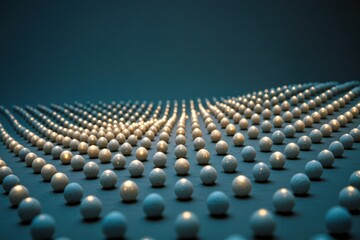 Fototapeta premium Hypnotic wave of illuminated spheres in symmetrical formation