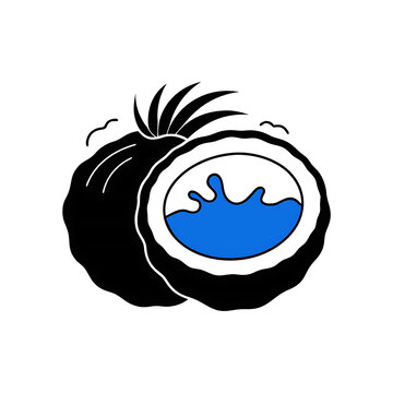 Coconut PNG Icon Tropical Fruit with Water Transparent Background
