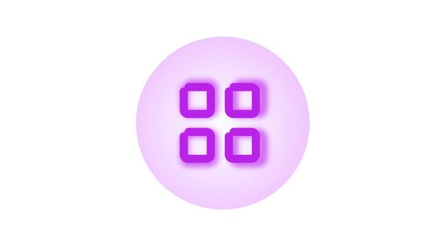 A purple circle with four purple u shapes on a white background
