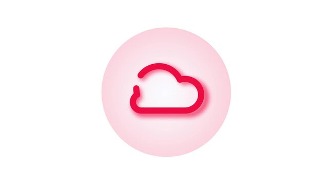 A red symbol on a pink circle background with white space
