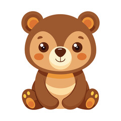 Fototapeta premium Cute baby bear vector illustration in flat cartoon style isolated on white