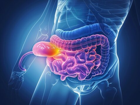 Medical illustration of pancreatic cancer, a highly aggressive malignant tumor originating in the pancreatic tissue, often diagnosed at advanced stages due to subtle early symptoms