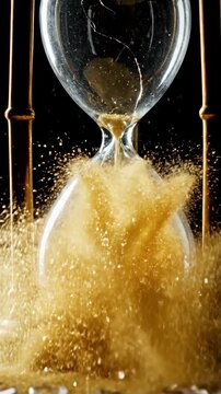 Hourglass Shattering with Sand Flowing Out.
