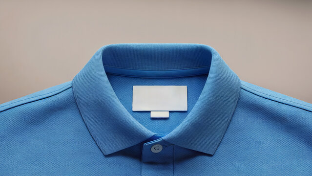 Blue Polo Shirt Mockup with Blank Label, Apparel Branding and Fashion Template