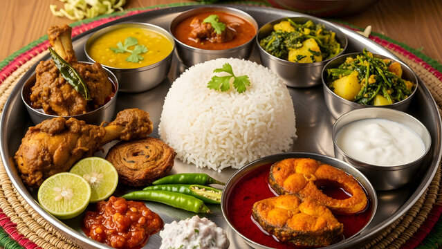 Traditional indian thali meal