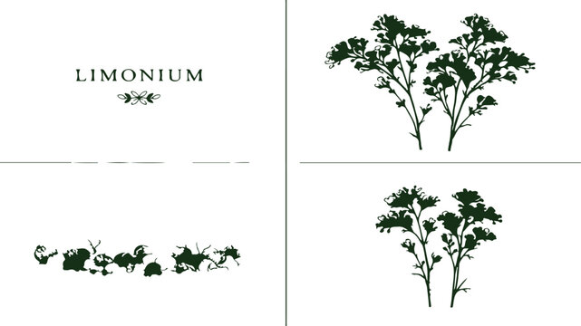 Limonium Plant and Botanical Illustrations: Showcasing the delicate Limonium plant through elegant botanical illustrations in a minimalist style, perfect for floral and design projects.