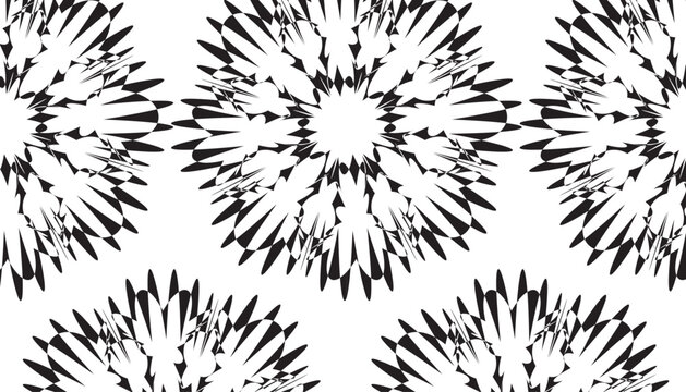 Black and white abstract radial pattern with organic shapes