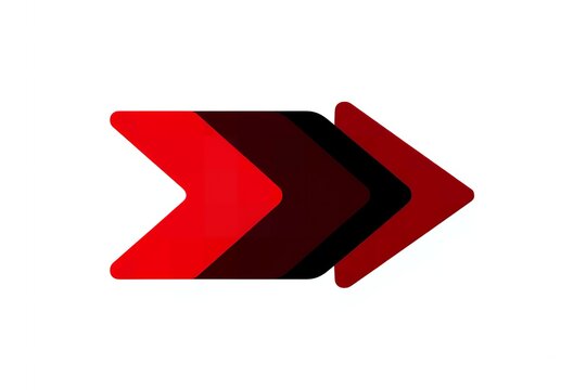 A red and black double chevron arrow graphic on a white background pointing to the right