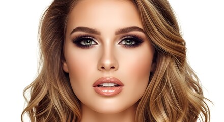 Fototapeta premium Beautiful Woman with Glamorous Makeup and Long Wavy Hair