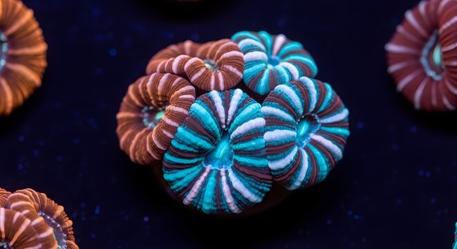 Colorful Micromussa Lordhowensis Coral Colony Macro