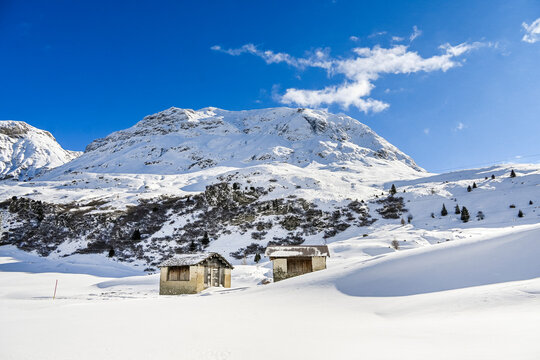 Bivio, Julierpass, Passstrasse, Passh&ouml;he, Engadin, Alpen, Piz Turba, Piz Platta, Winter, Winterwanderweg, Wintersport, Winterlandschaft, Graub&uuml;nden, Schweiz