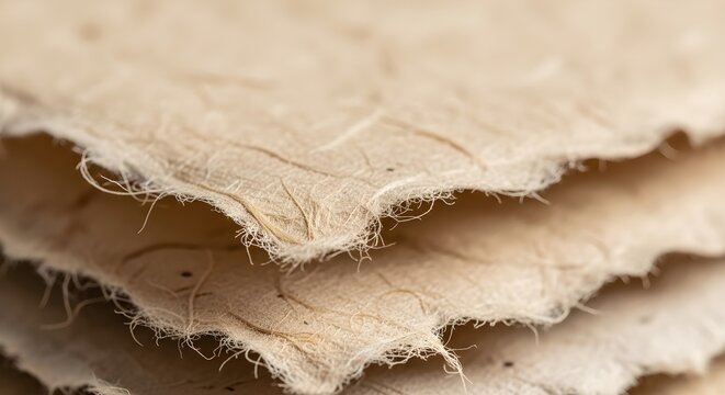 Macro View of Stacked Handmade Paper with Deckled Edges