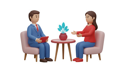 Obraz premium business professionals discussing ideas with potted plant isolated on transparent background