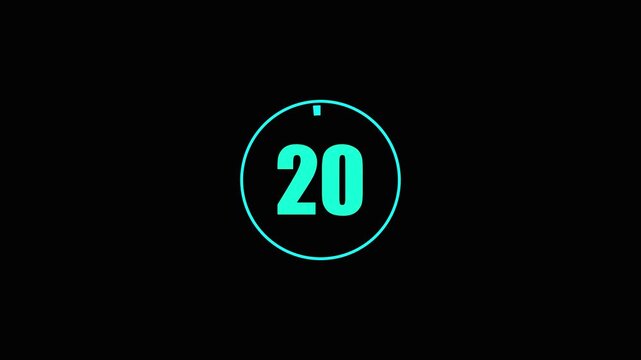 Number twenty five in circle countdown timer animation number 25 neon sign.