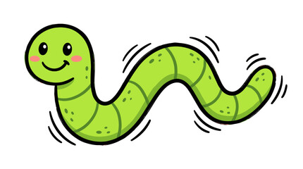 Obraz premium Smiling cartoon worm wiggling with happy expression