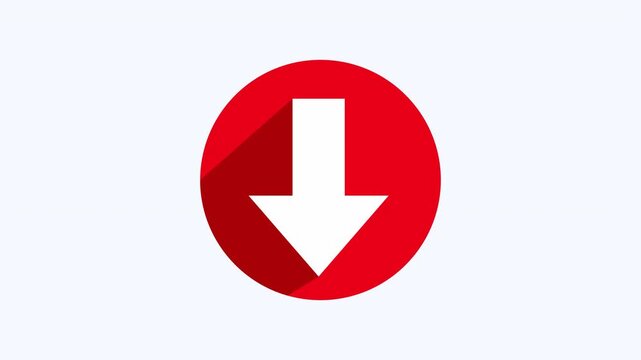 White arrow pointing downwards inside a red circle. Symbolizing a decrease or negative trend. Suitable for financial reports, presentations, social media posts, or marketing materials.