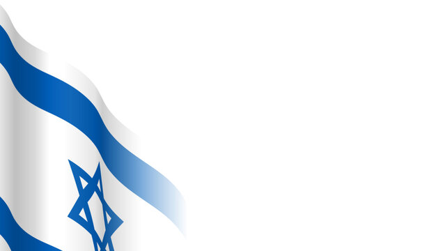 Vector waving Flag of the State of Israel. Waving Israel flag with empty, blank, copy space on transparent background. Design element for presentation, banner, advertisement, web. Place for text