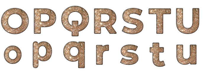 Naklejka premium Gold Aesthetic Glitter o, p, q, r, s, t, u word design Alphabet letter text typography font .png