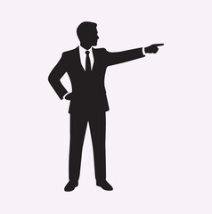 Fototapeta premium Manager Pointing Giving Instructions Authoritative Pose Silhouette Minimal Black Vector Corporate Icon Illustration
