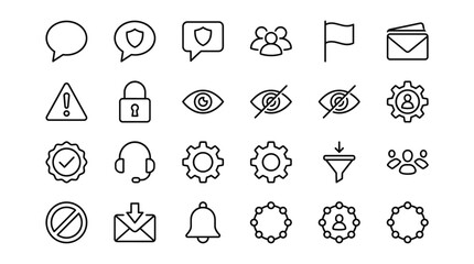 Fototapeta premium Set of 25 Outline User Interface and Security Icons Vector