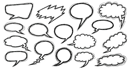 Fototapeta premium A collection of black and white speech bubbles