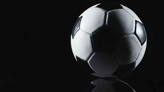 Soccer Ball Rotating on Black Background.