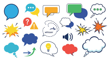 Obraz premium A collection of colorful speech bubbles and icons